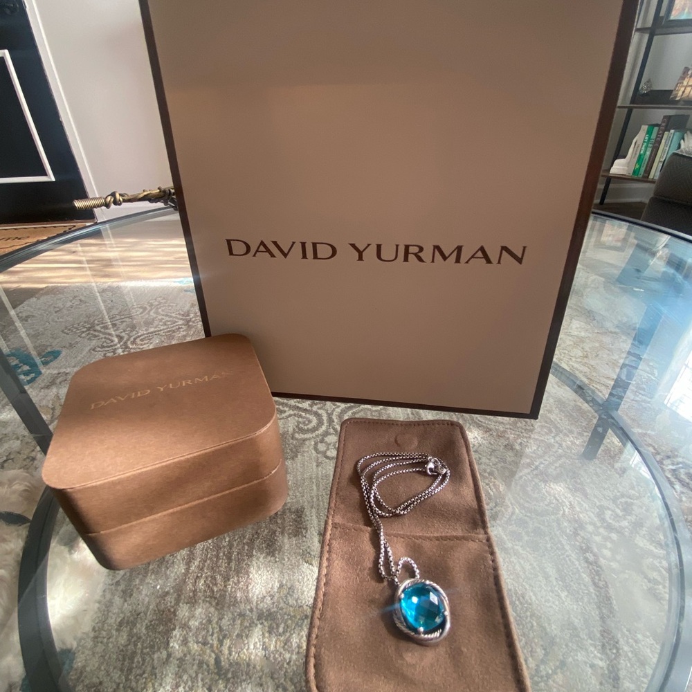 DAVID YURMAN Infinity Pendant Necklace w Hampton Blue Topaz